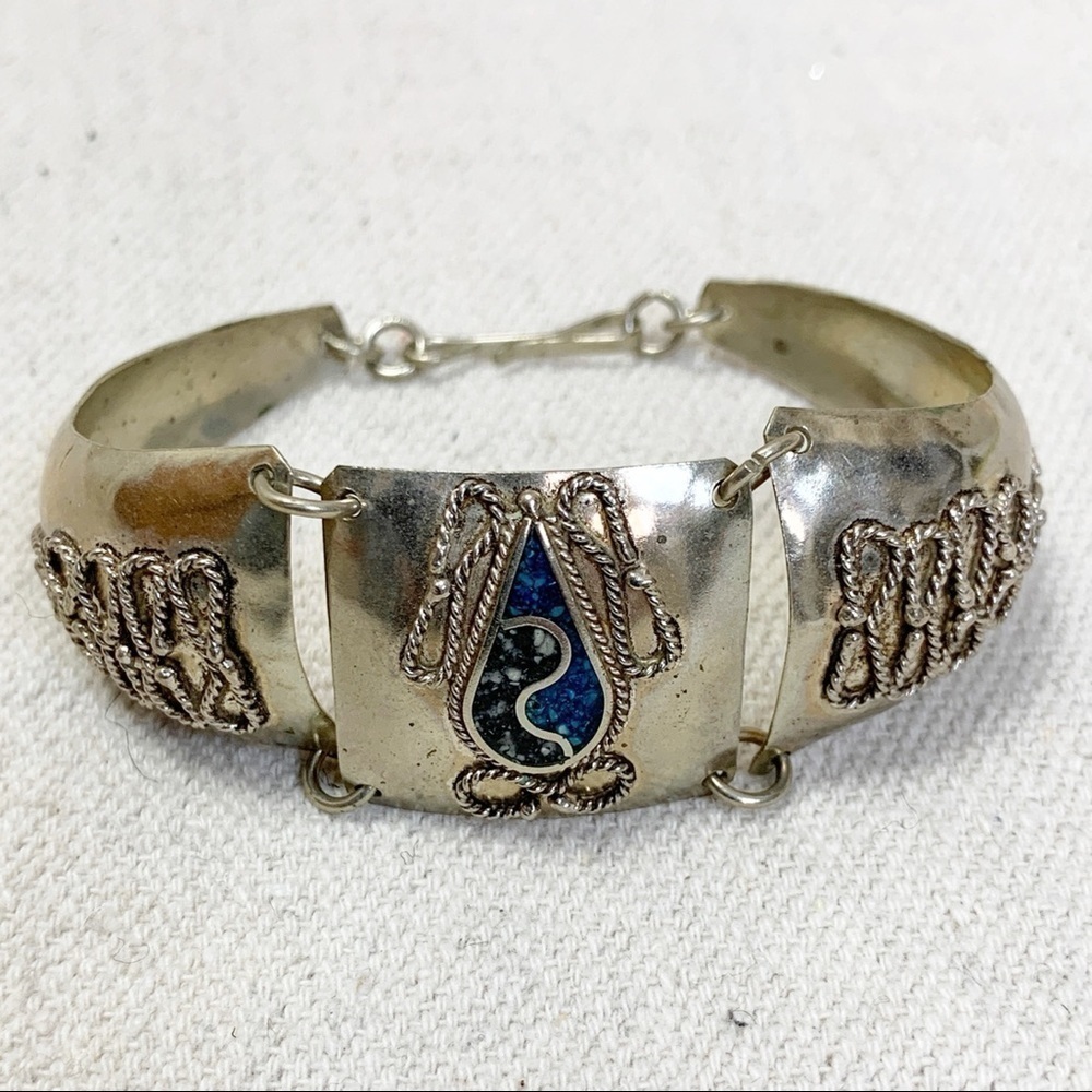 Boho Southwest Turquoise chip inlaid Bracelet